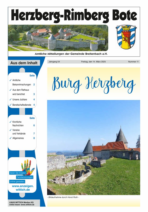 Herzberg-Rimberg Bote Titelblatt 11/2025