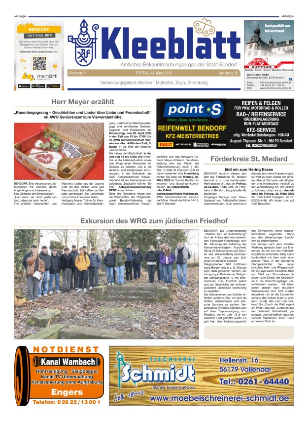 Kleeblatt - Amtliches Bekanntmachungsorgan der Stadt Bendorf Titelblatt 11/2025