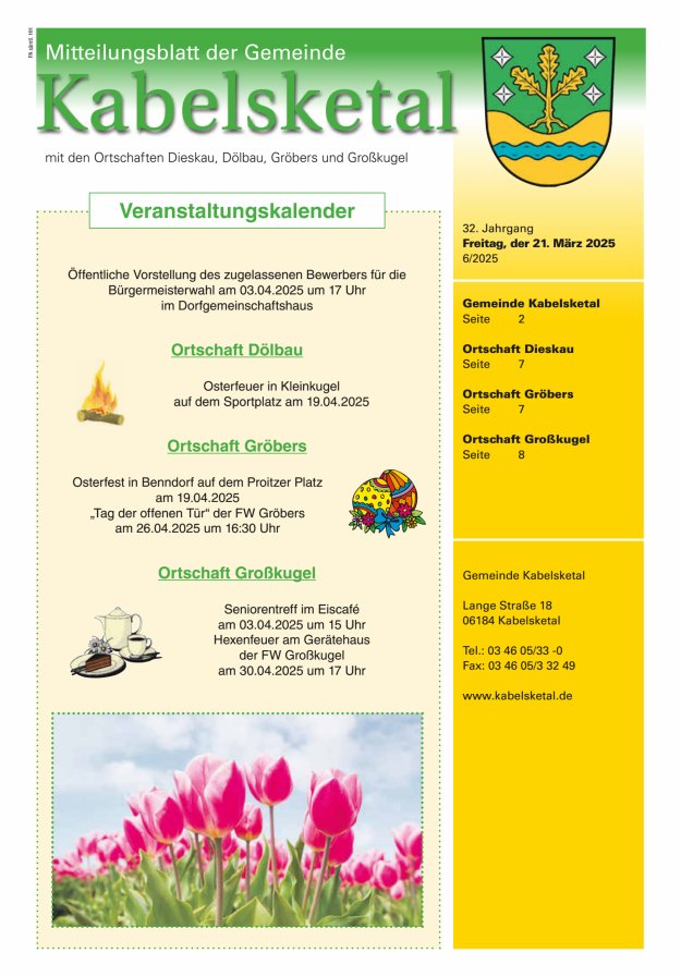 Amtsblatt der Gemeinde Kabelsketal mit den Ortsteilen Titelblatt 06/2025