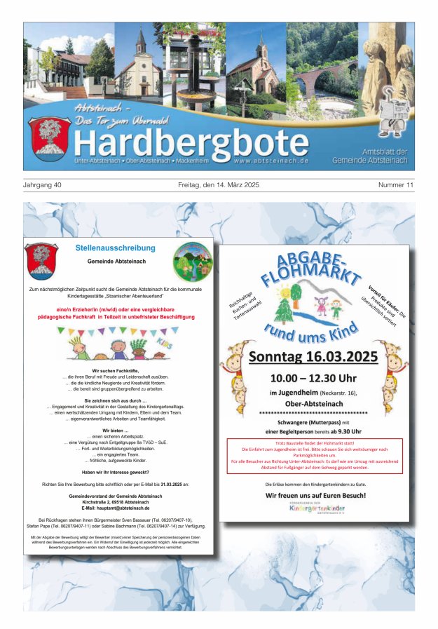 Hardbergbote - Mitteilungsblatt der Gemeinde Abtsteinach Titelblatt 11/2025