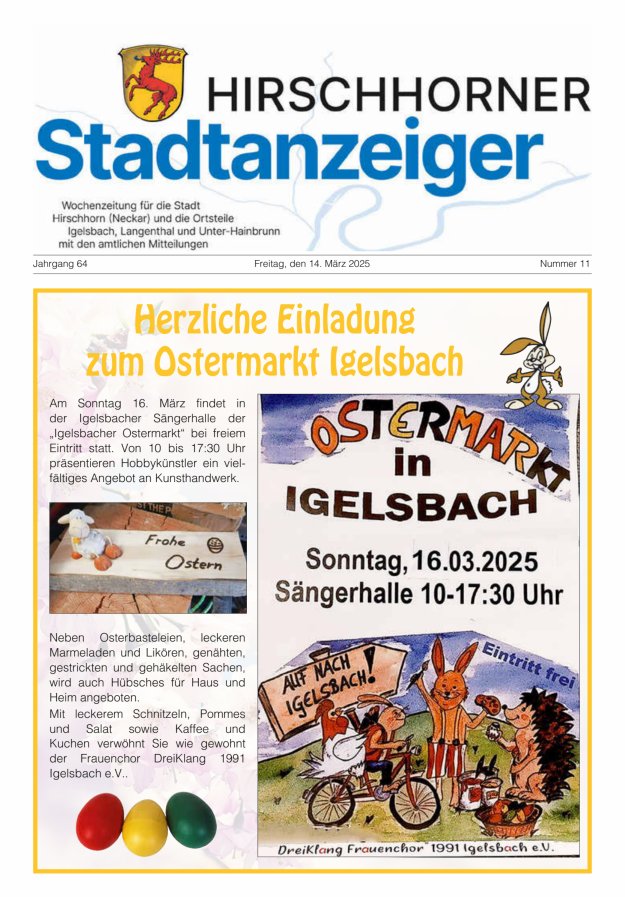 Hirschhorner Stadtanzeiger Titelblatt 11/2025