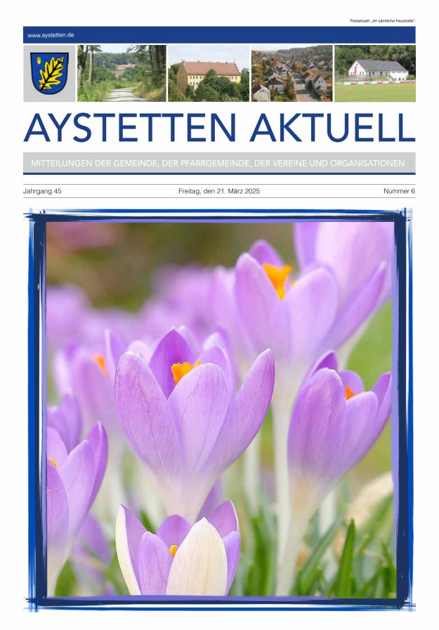 Aystetten Aktuell Wir über uns Titelblatt 06/2025