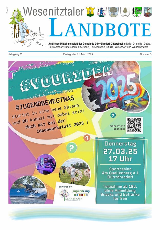 Wesenitztaler Landbote – Amtliches Mitteilungsblatt der Gemeinde Dürrröhrsdorf-Dittersbach Titelblatt 03/2025