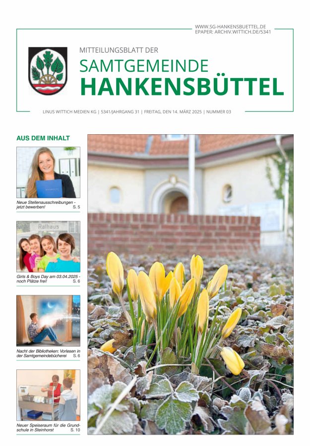 Mitteilungsblatt der Samtgemeinde Hankensbüttel Titelblatt 03/2025