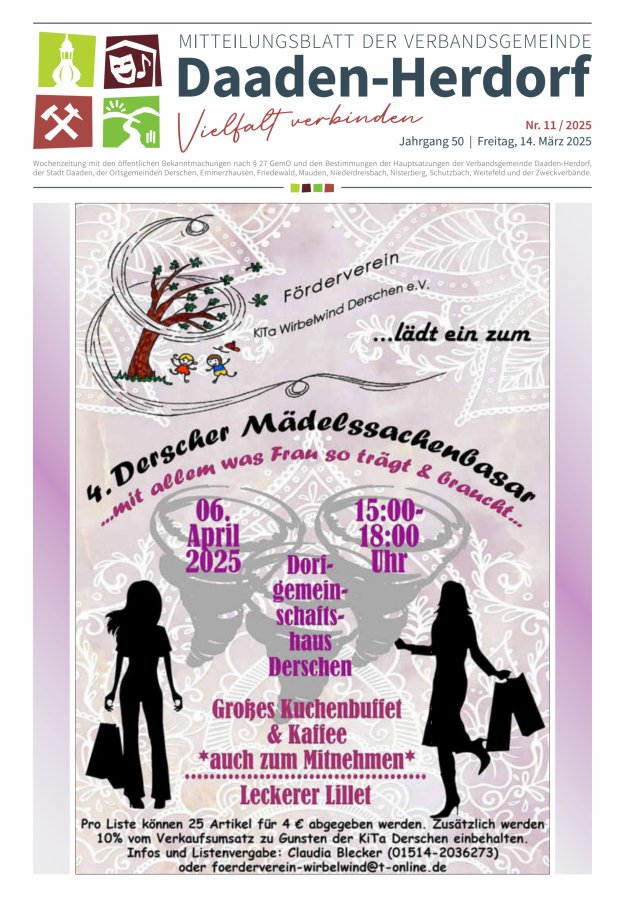 Mitteilungsblatt der Verbandsgemeinde Daaden-Herdorf Titelblatt 11/2025