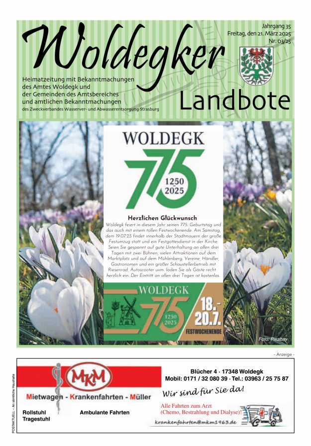 Woldegker Landbote Titelblatt 03/2025