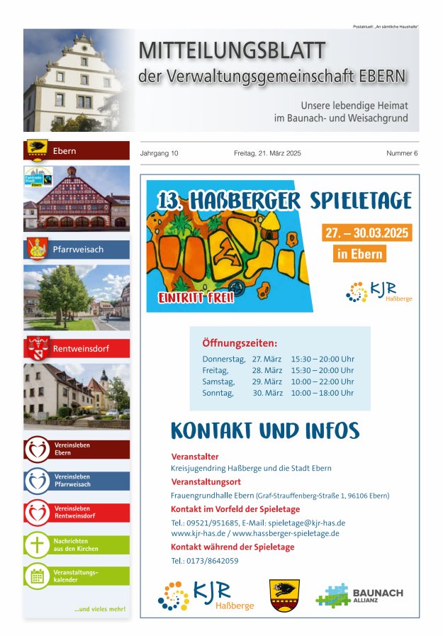 Mitteilungsblatt der Verwaltungsgemeinschaft Ebern Titelblatt 06/2025