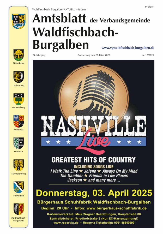 Amtsblatt der Verbandsgemeinde Waldfischbach-Burgalben Titelblatt 12/2025