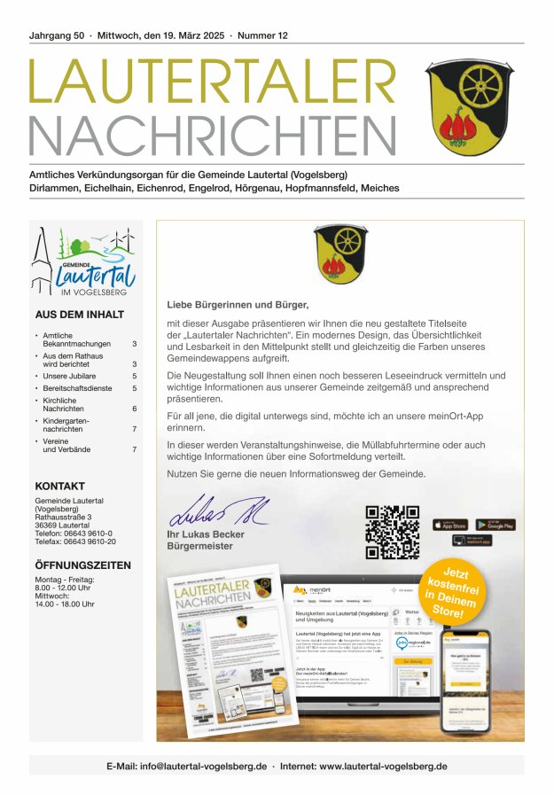 Lautertaler Nachrichten Titelblatt 12/2025