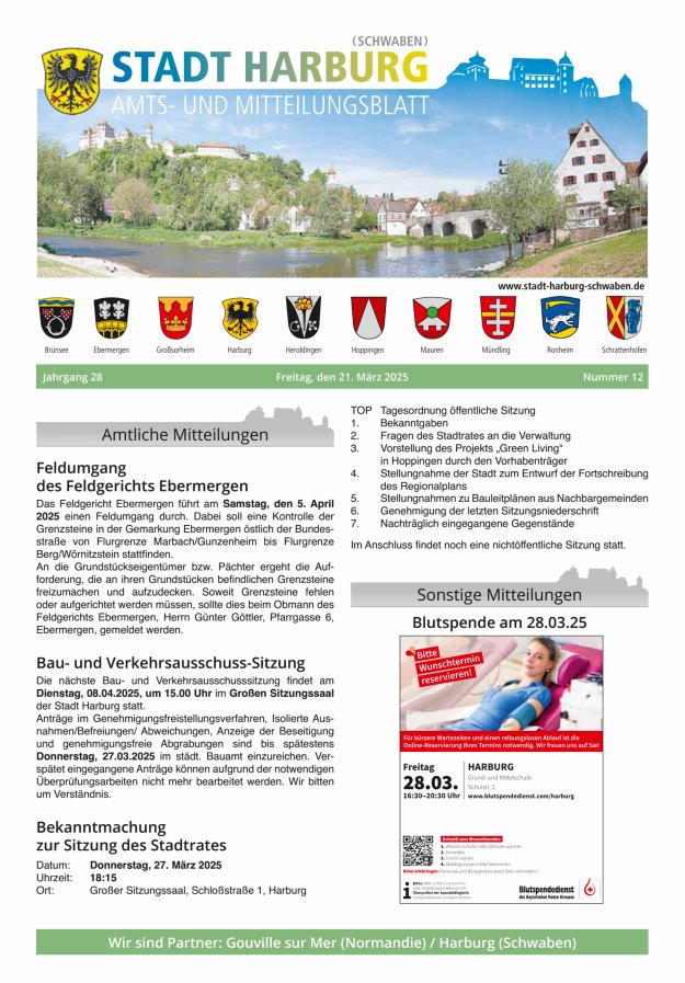 Amts- und Mitteilungsblatt der Stadt Harburg Titelblatt 12/2025