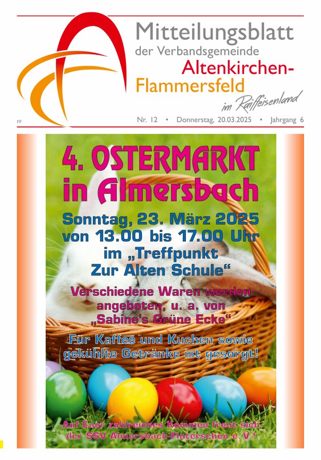 Mitteilungsblatt Verbandsgemeinde Altenkirchen-Flammersfeld Ausg Flammersfeld Titelblatt 12/2025