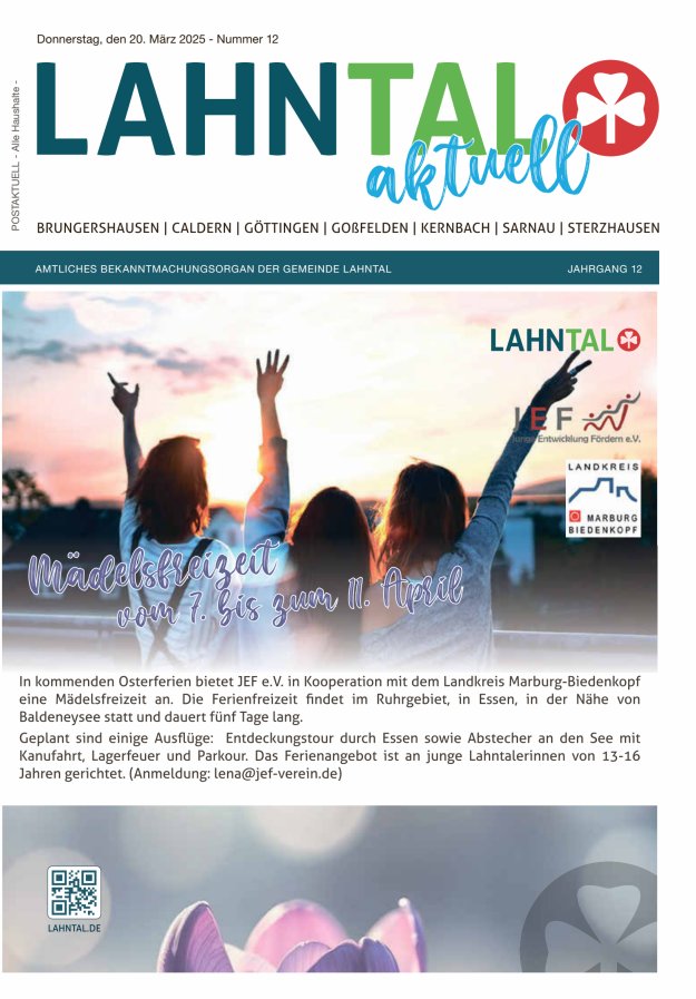 Amtliches Bekanntmachungsorgan der Gemeinde Lahntal Titelblatt 12/2025