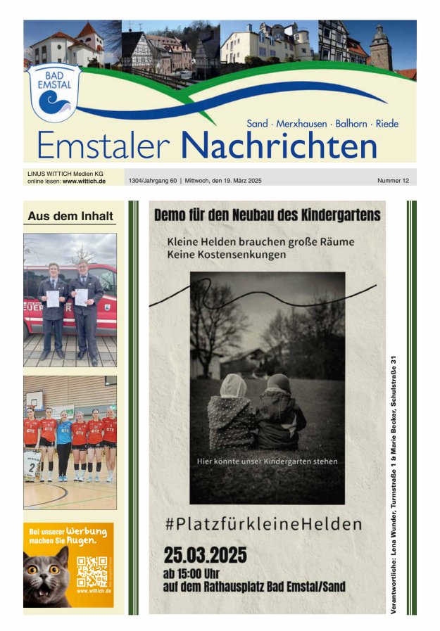 Emstaler Nachrichten Titelblatt 12/2025