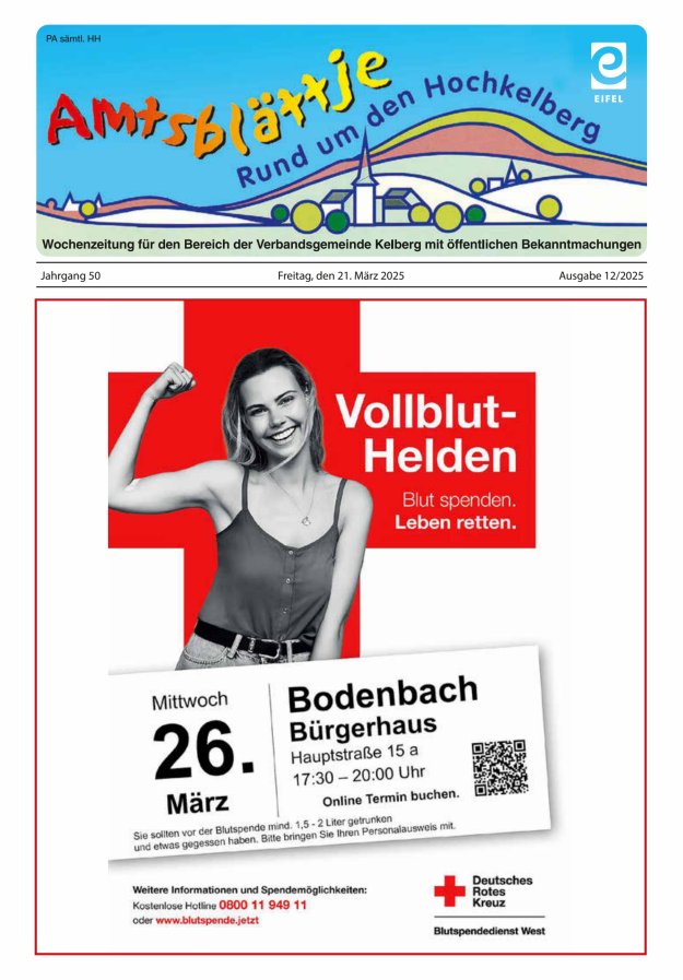 Amtsblättje - Rund um den Hochkelberg Titelblatt 12/2025