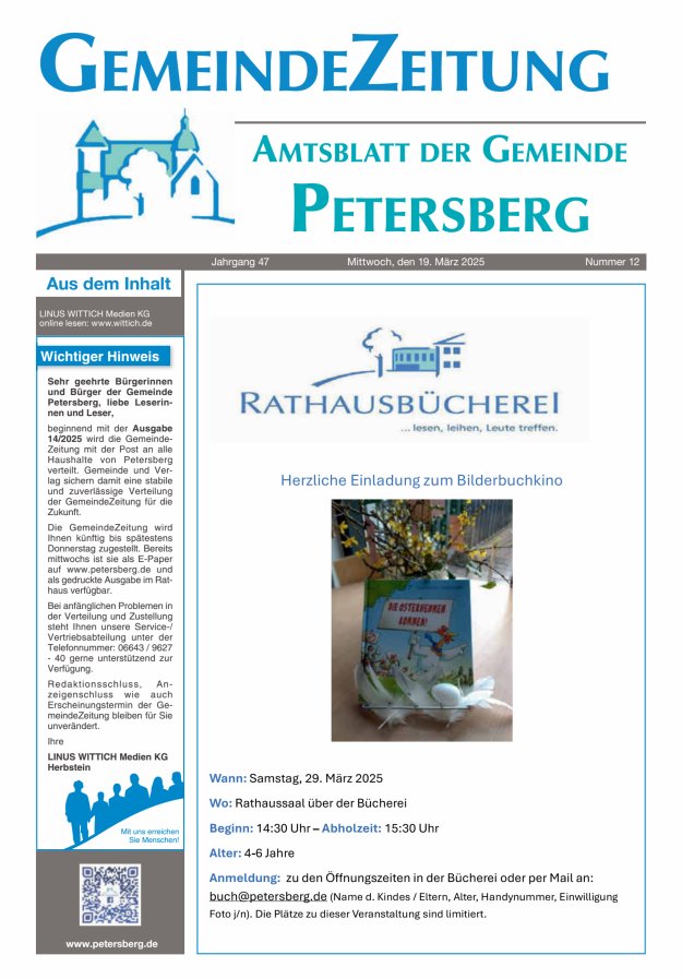 Amtsblatt Blickpunkt Petersberg Titelblatt 12/2025