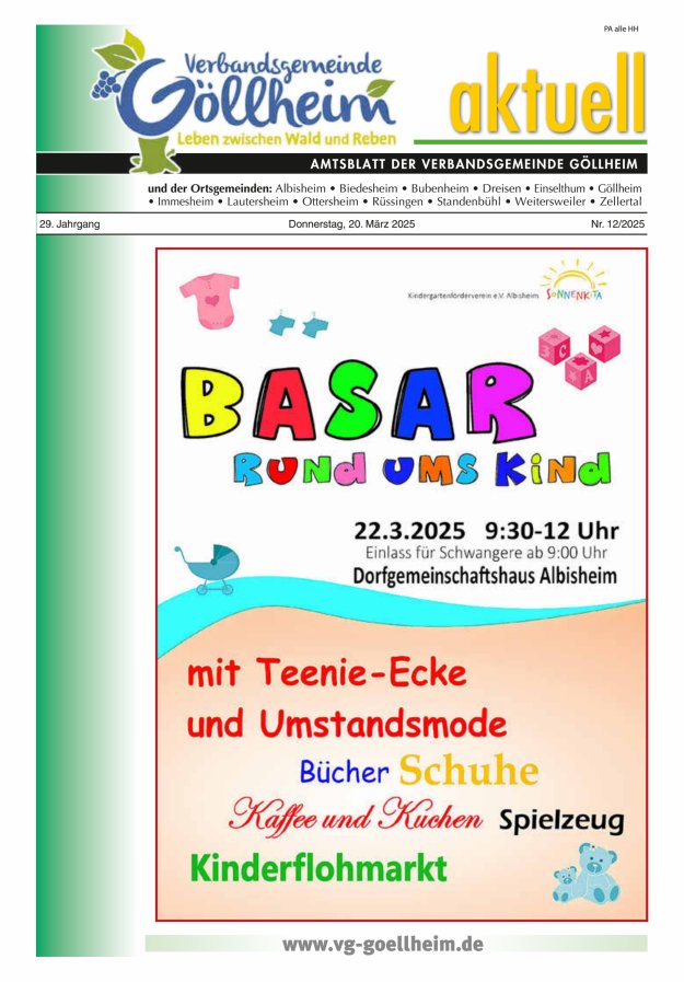 Verbandsgemeinde Göllheim aktuell Titelblatt 12/2025