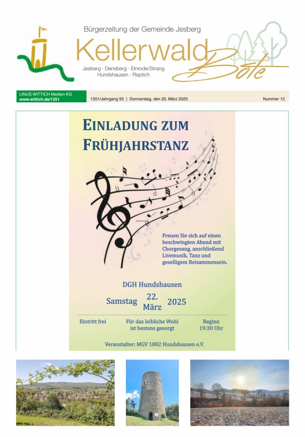 Kellerwaldbote - Bürgerzeitung der Gemeinde Jesberg Titelblatt 12/2025