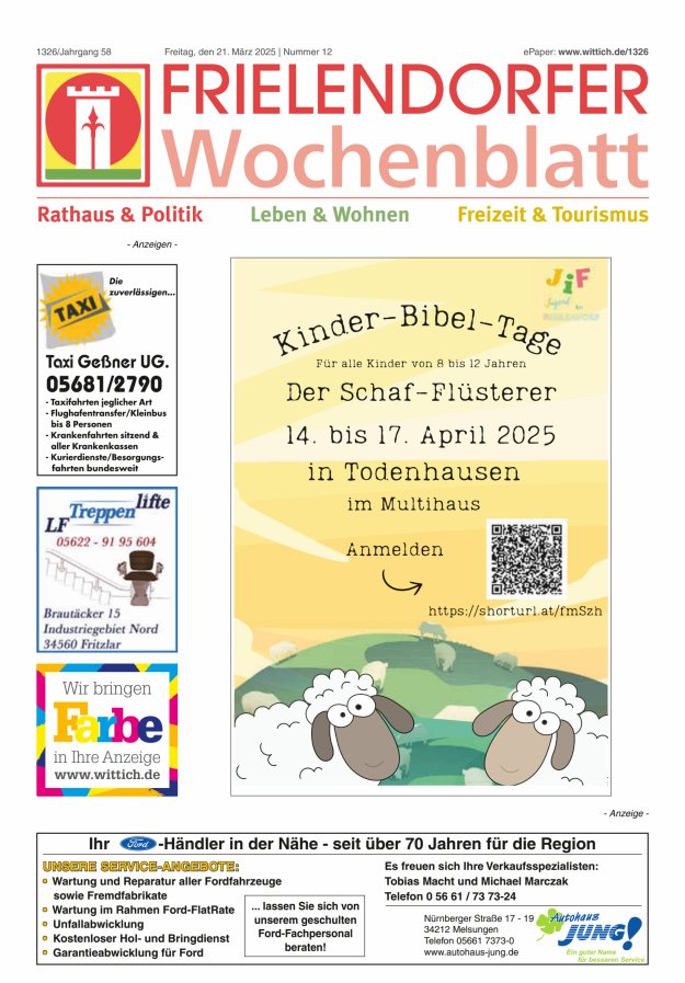 Frielendorfer Wochenblatt Titelblatt 12/2025