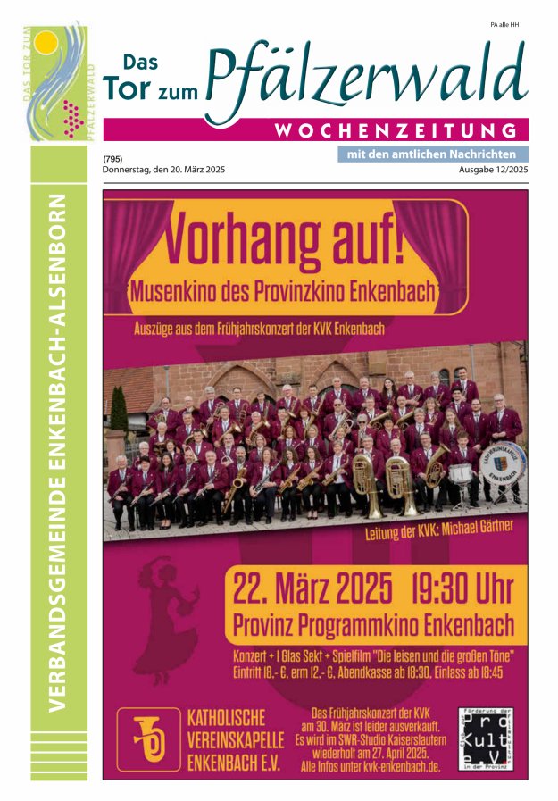 Das Tor zum Pfälzer Wald - VG Enkenbach-Alsenborn Titelblatt 12/2025