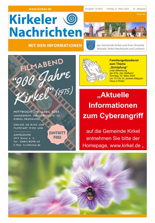 Kirkeler Nachrichten Titelblatt 12/2025