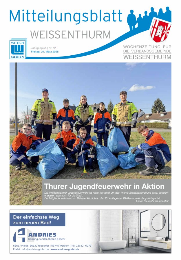 Mitteilungsblatt für den Bereich der Verbandsgemeinde Weißenthurm Titelblatt 12/2025
