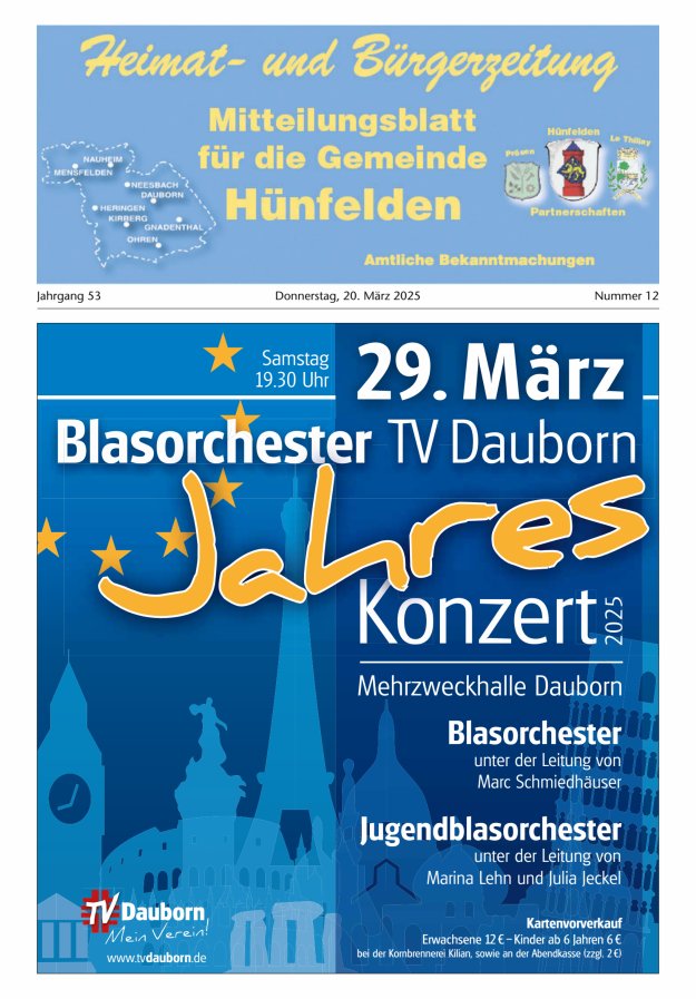 Mitteilungsblatt für die Gemeinde Hünfelden Titelblatt 12/2025
