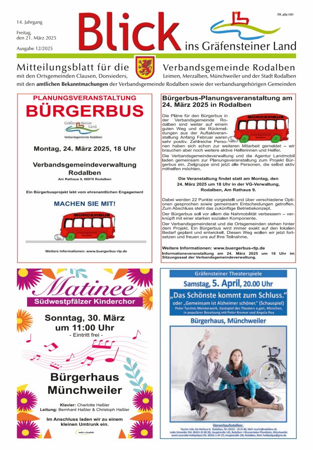 Blick ins Gräfensteiner Land VG Rodalben Titelblatt 12/2025