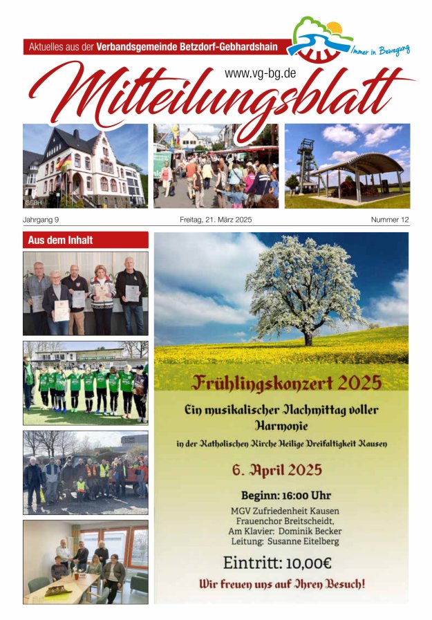 Aktuelles aus der VG Betzdorf-Gebhardshain Ausgabe Gebhardshain Titelblatt 12/2025
