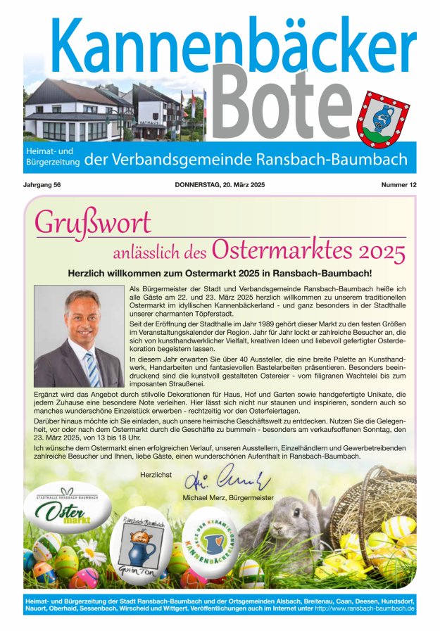 Kannenbäcker-Bote der Verbandsgemeinde Ransbach-Baumbach Titelblatt 12/2025