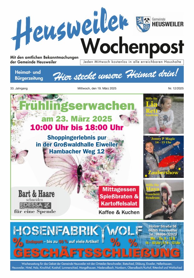 Heusweiler Wochenpost Titelblatt 12/2025