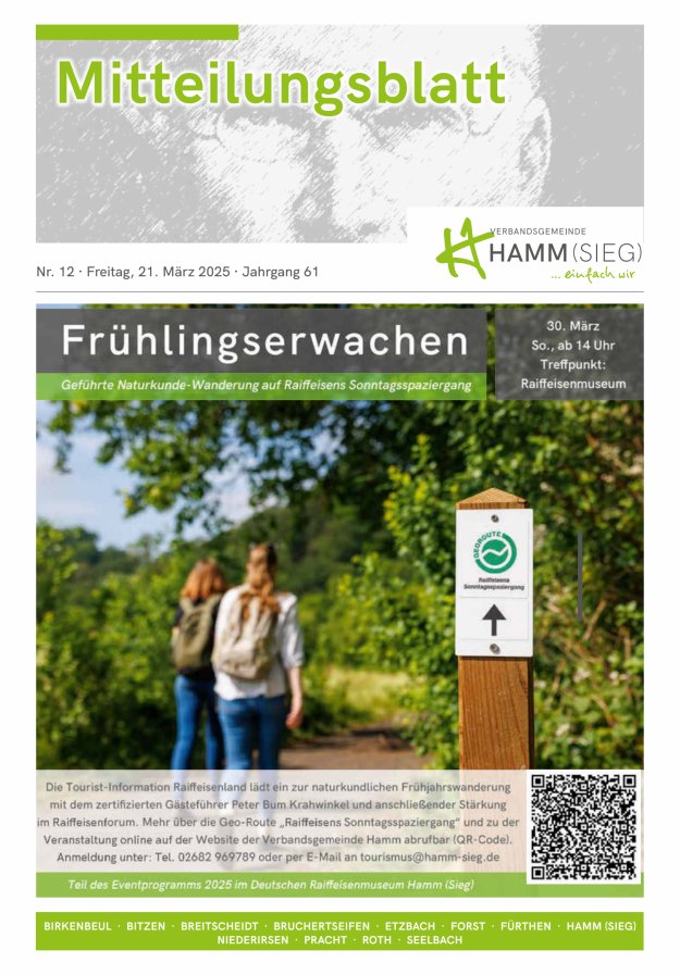Mitteilungsblatt Hamm (Sieg) Titelblatt 12/2025