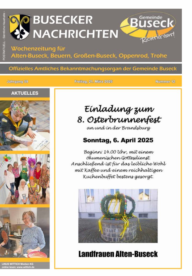 Busecker Nachrichten Titelblatt 12/2025