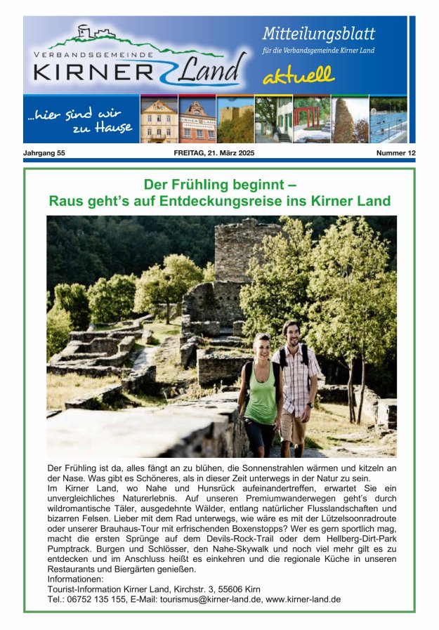 Mitteilungsblatt für den Bereich der Verbandsgemeinde Kirner Land Titelblatt 12/2025