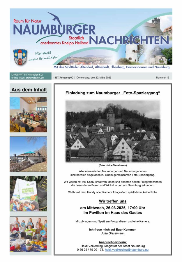 Naumburger Nachrichten Titelblatt 12/2025