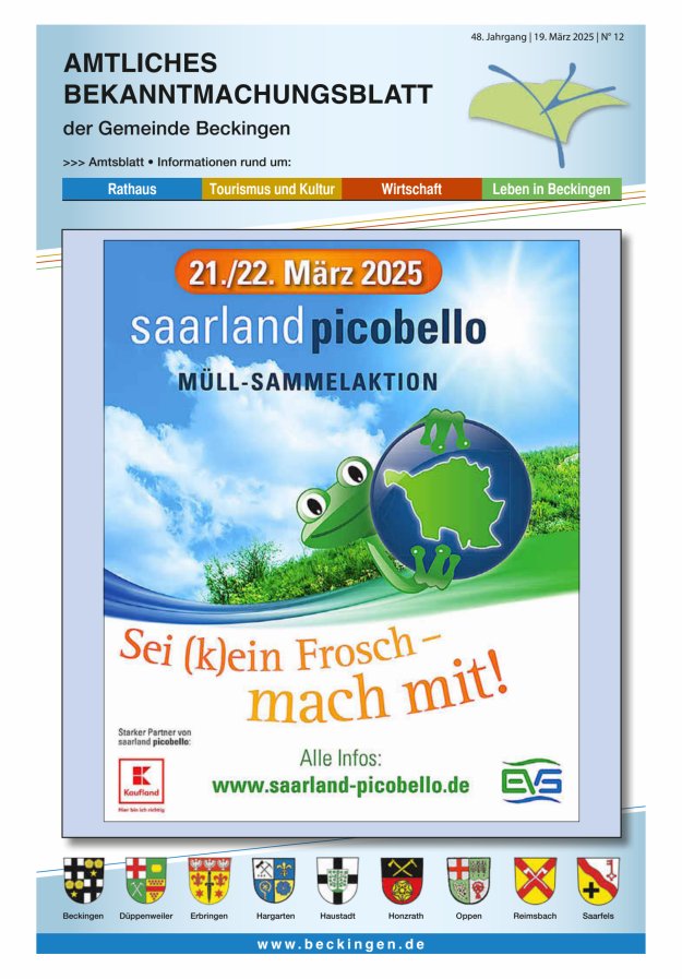 Amtsblatt Beckingen Titelblatt 12/2025