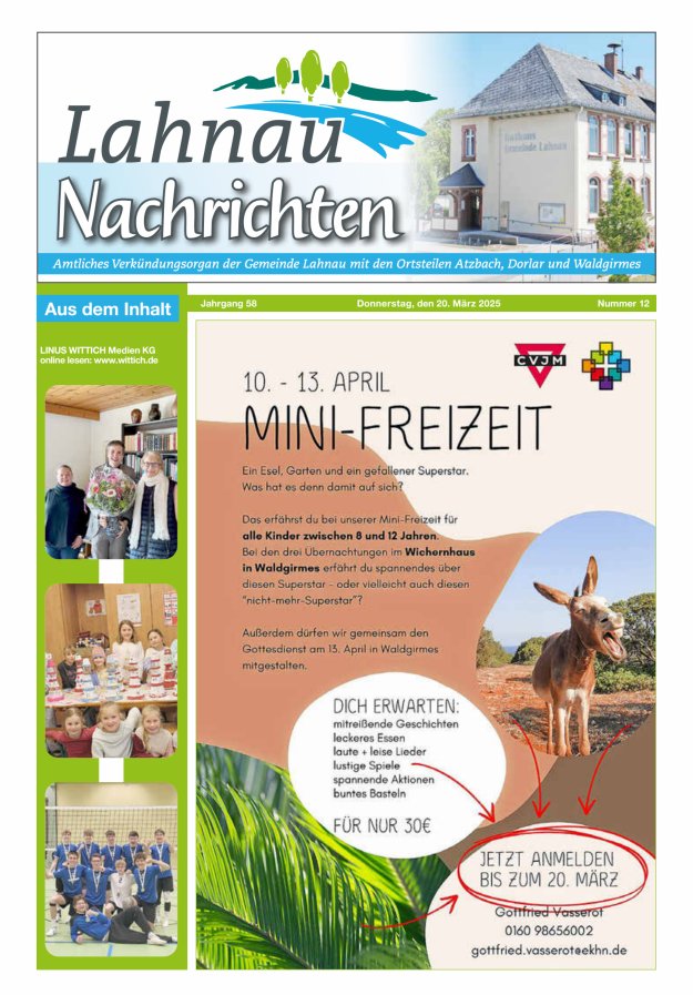 Lahnau Nachrichten Titelblatt 12/2025