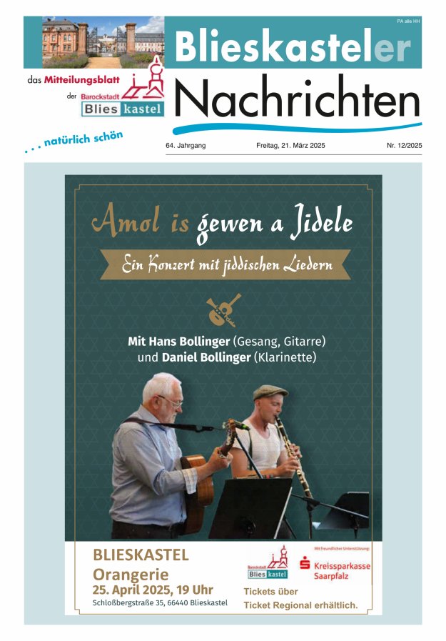 Blieskasteler Nachrichten  Titelblatt 12/2025