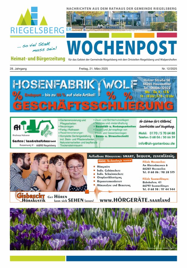 Riegelsberger Wochenpost Titelblatt 12/2025