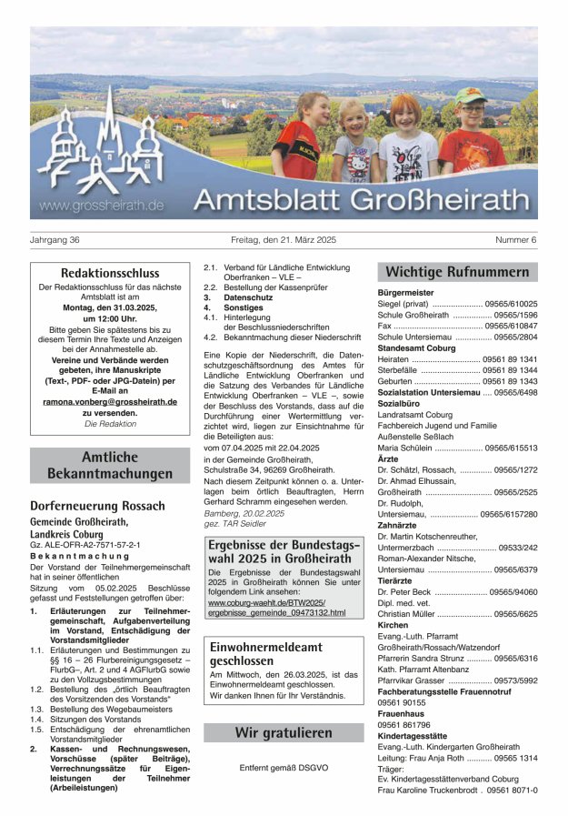 Amtsblatt Großheirath Titelblatt 06/2025