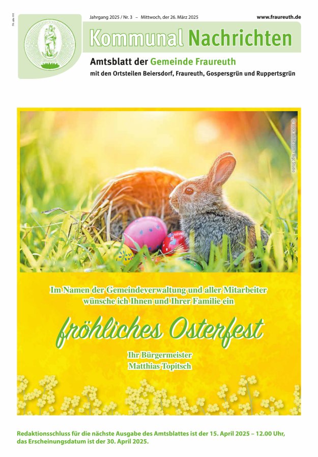 Kommunal-Nachrichten der Gemeinde Fraureuth Titelblatt 03/2025