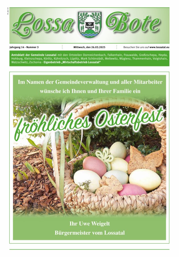 Amtsblatt Lossa Bote - Gemeinde Lossatal mit den Ortsteilen Titelblatt 03/2025
