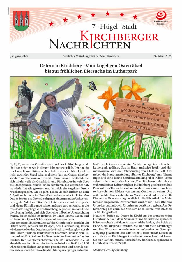 Kirchberger Nachrichten Titelblatt 03/2025