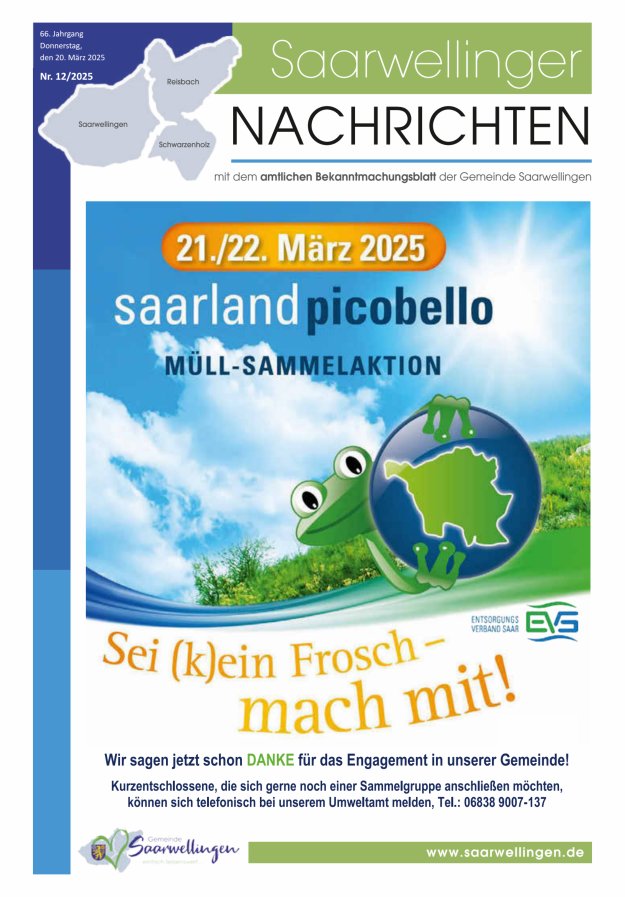 Saarwellinger Nachrichten Titelblatt 12/2025