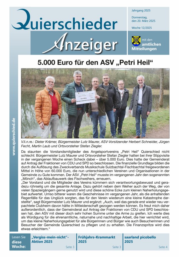 Quierschieder Anzeiger Titelblatt 12/2025