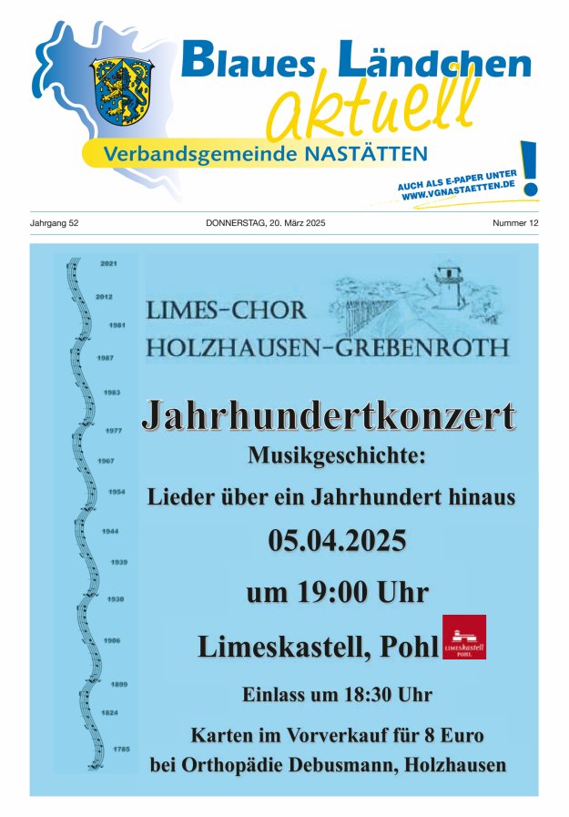 Blaues Ländchen aktuell - Heimat- u Bürgerzeitung VG Nastätten Titelblatt 12/2025
