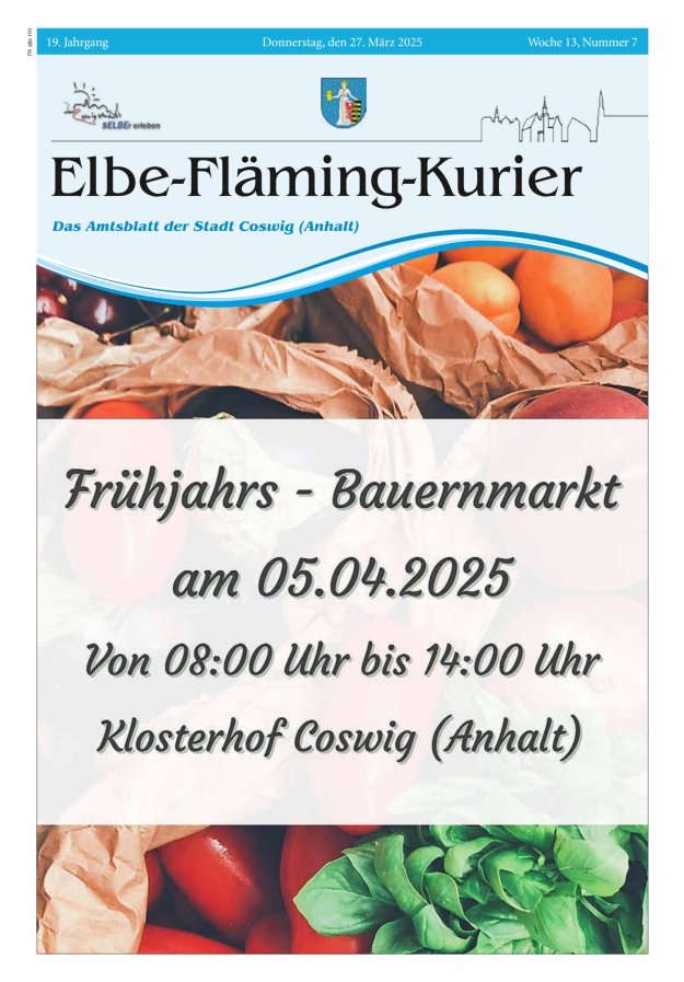 Elbe-Fläming-Kurier Das Amtsblatt der Stadt Coswig (Anhalt) Titelblatt 07/2025
