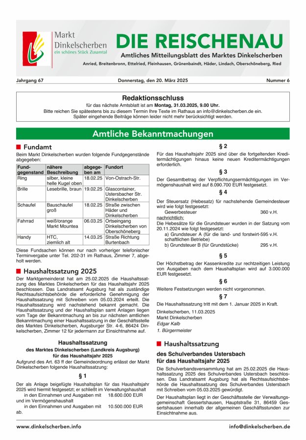 Die Reischenau Titelblatt 06/2025