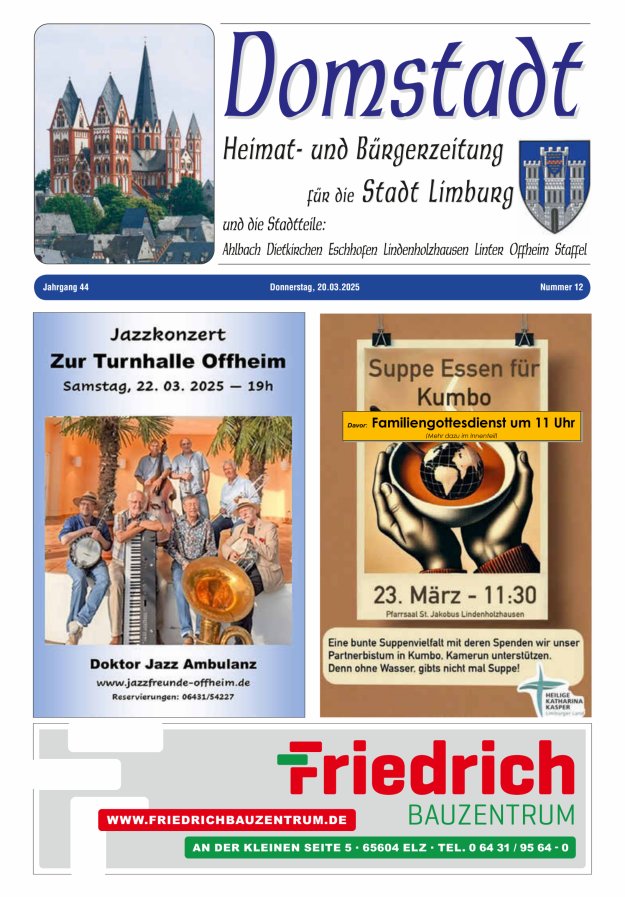 Domstadt - Heimat- und Bürgerzeitung für die Stadt Limburg Titelblatt 12/2025