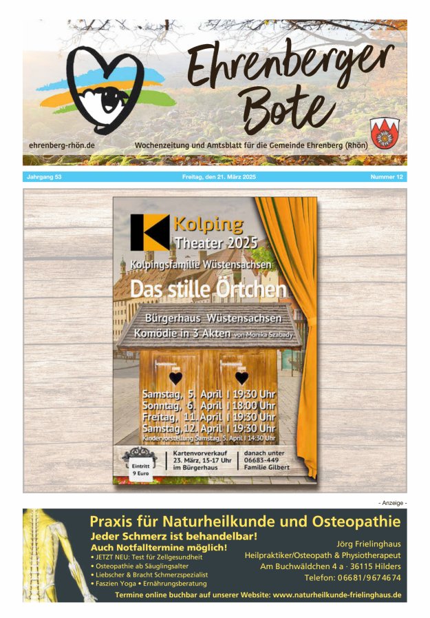 Ehrenberger Bote Titelblatt 12/2025