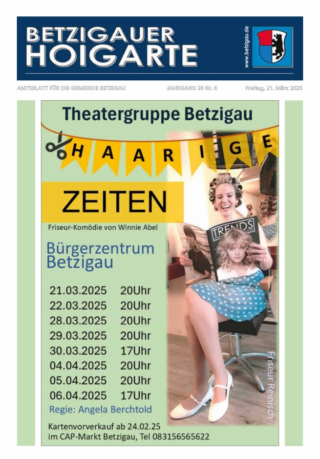 Betzigauer Hoigarte Amtsblatt der Gemeinde Betzigau Titelblatt 06/2025